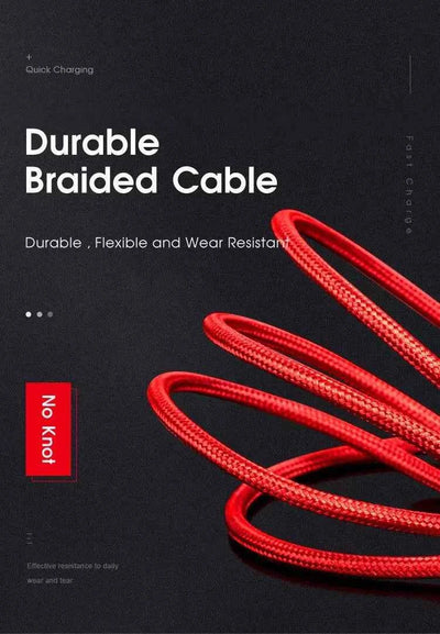 PBG 3-in-1 Fast Charging Cable - Nylon Braided, USB C/Micro USB/iPhone