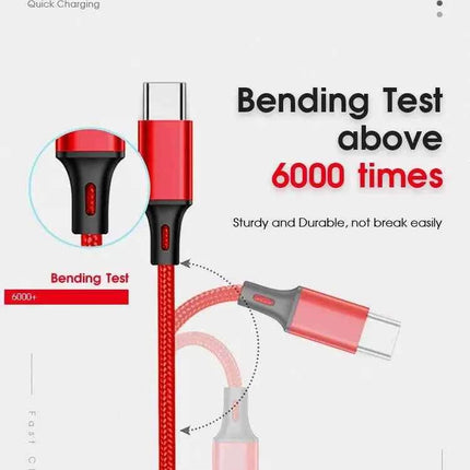 PBG 3-in-1 Fast Charging Cable - Nylon Braided, USB C/Micro USB/iPhone