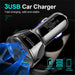 LED light car charger adpater 3 USB port
