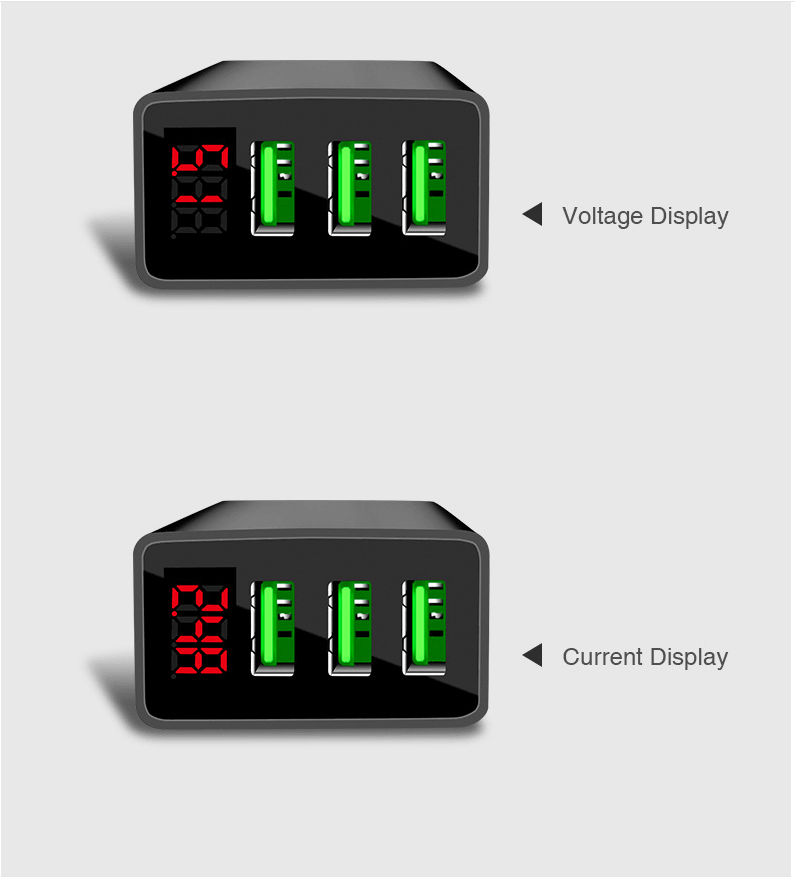 PBG 3 port LED Display Wall Charger and 3 in 1 Cable Bundle Black - PremiumBrandGoods