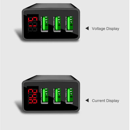 PBG 3 port LED Display Wall Charger and 3 in 1 Cable Bundle Pink - PremiumBrandGoods