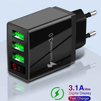 PBG 3-in-1 Fast Charging Cable with LED Display Wall Charger