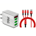 PBG 3 port LED Display Wall Charger and 3 in 1 Cable Bundle Red - PremiumBrandGoods