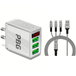 PBG 3 port LED Display Wall Charger and 3 in 1 Cable Bundle Silver - PremiumBrandGoods