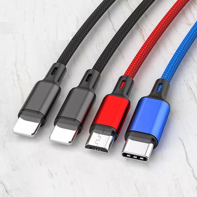 4 in 1 charging cable 2 iPhone ports, 1 USB-C, and 1 Micro USB