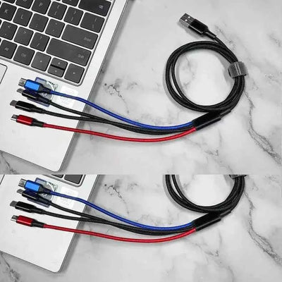 PBG 4-in-1 Charging Cable - 3A Nylon Braided, Multi-Device Compatibility