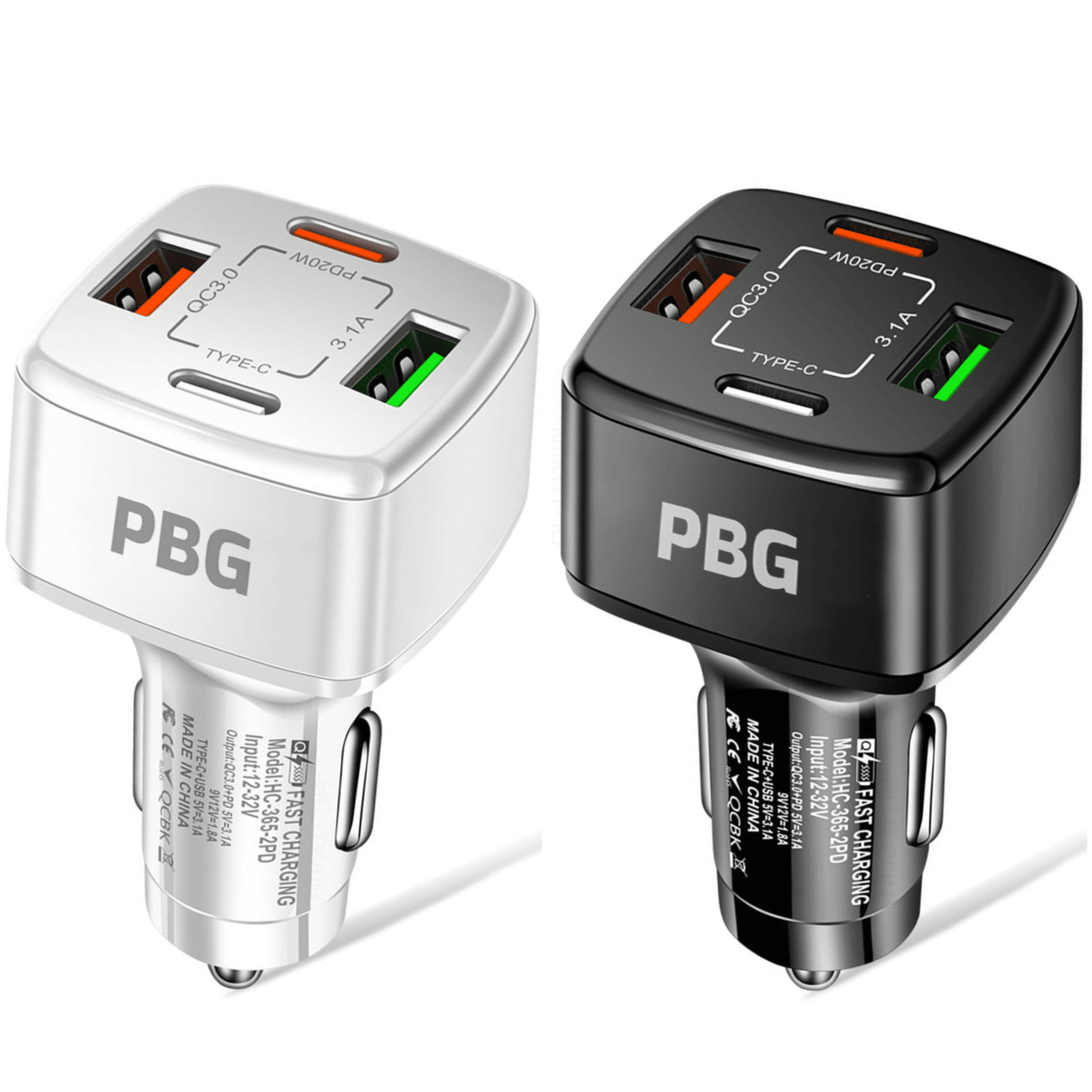 PBG 4 Port Car Charger 2 PD Ports + 2 USB Ports - PremiumBrandGoods