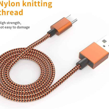 QC 3.0 4-Port LED Car Charger & 10FT Orange Nylon iPhone Cable Combo