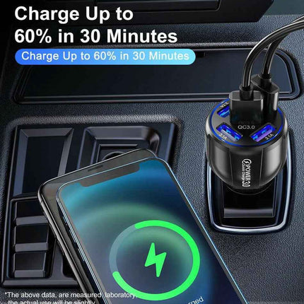 PBG 5 Port USB Fast Car Charger with LED Display Charge 5 Devices at once