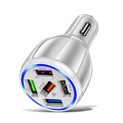 PBG 5 Port USB Fast Car Charger with LED Display Charge 5 Devices at once