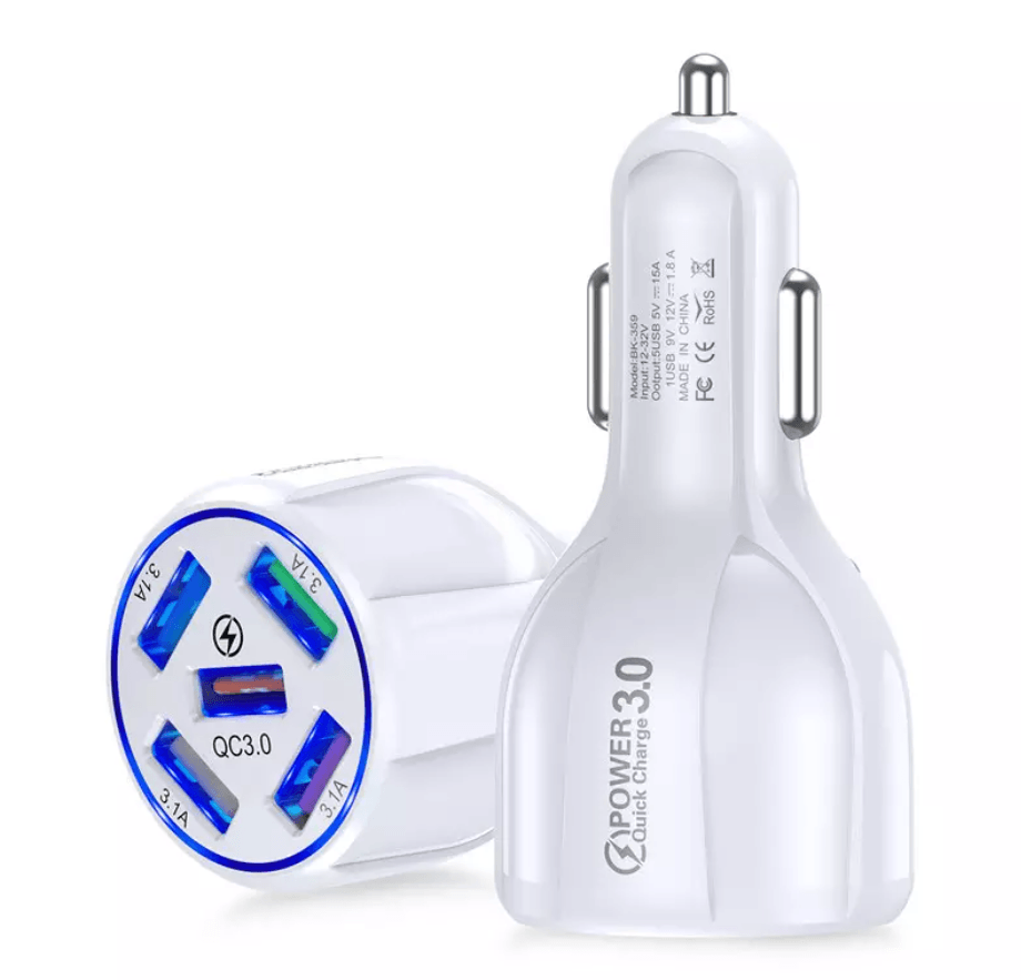 PBG 5 Port USB Fast Car Charger with LED Display Charge 5 Devices at once - PremiumBrandGoods