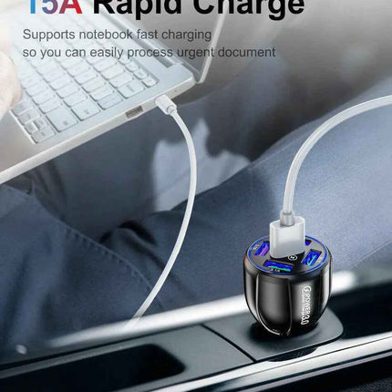 PBG 5 Port USB Fast Car Charger with LED Display Charge 5 Devices at once