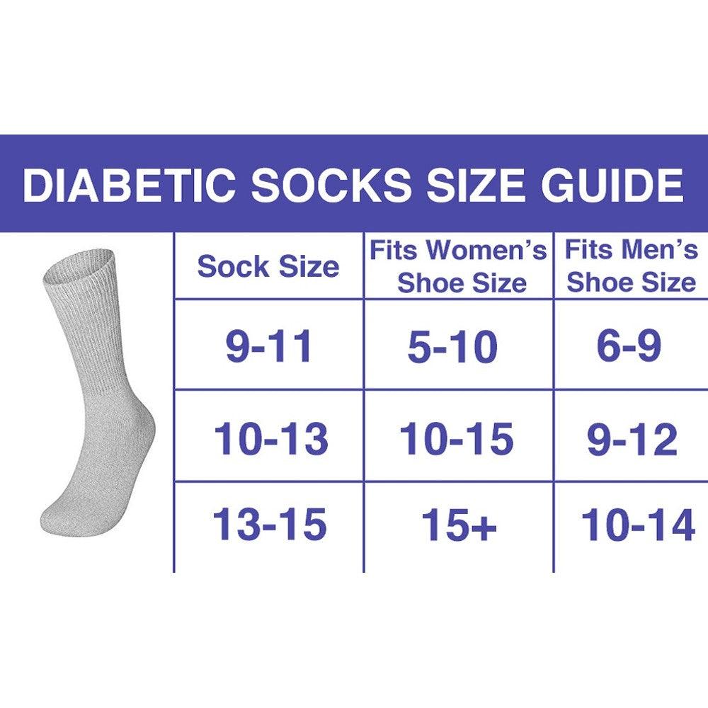 12 Pairs Physicians Approved Diabetic Crew Socks Unisex Black/Grey/White - PremiumBrandGoods