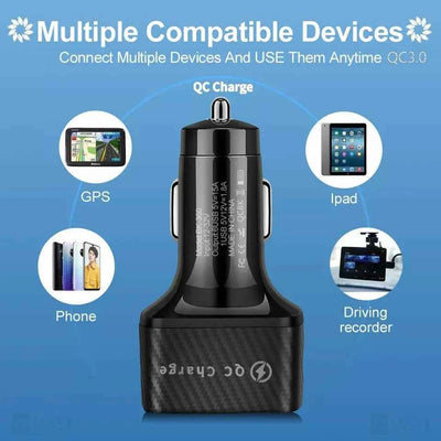 PBG LED 6 Port Car Charger and 4FT- 3 In 1 Cable Combo!