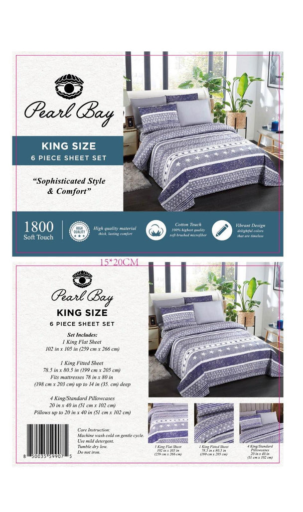 Pearl Bay 6 Piece Bed Sheet Set (12 Styles) - PremiumBrandGoods