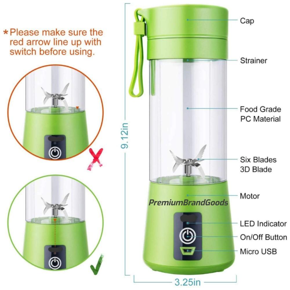 Personal Portable Juice Blender Best for ON-THE-GO Drinks/Smoothies! (Color May Vary) - PremiumBrandGoods