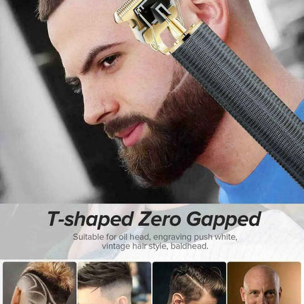 Pro Hair Clippers Trimmer Shaving Machine Beard Cutting Cordless Barber Kit Black/Gold
