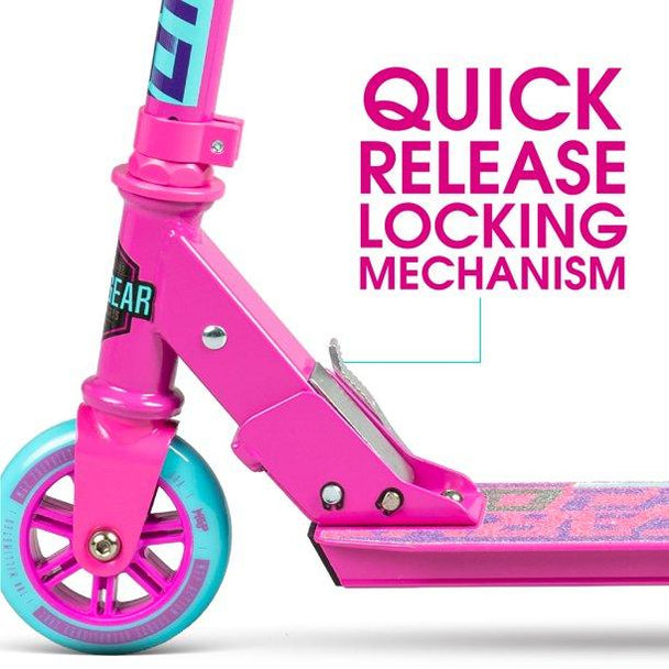 Purple Pink Teal - Folding Aluminum Kick Scooter - Suits Girls Ages 3+ Max Rider Weight 146 lbs - PremiumBrandGoods