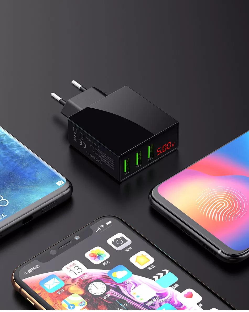 QC3.0 Multi-Port Universal Wall Charger and 10FT XL Charger Compatible for Iphone Cable Combo - PremiumBrandGoods