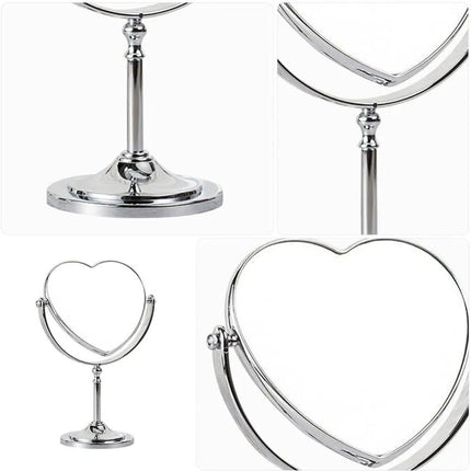 Rose Gold Double Sided Desktop Makeup Mirror Creative Heart Shaped Mirror Rotatable Mirror for Girls - PremiumBrandGoods