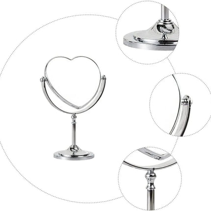 Rose Gold Double Sided Desktop Makeup Mirror Creative Heart Shaped Mirror Rotatable Mirror for Girls - PremiumBrandGoods