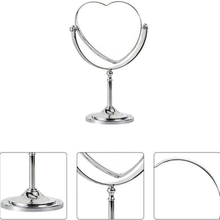 Rose Gold Double Sided Desktop Makeup Mirror Creative Heart Shaped Mirror Rotatable Mirror for Girls - PremiumBrandGoods