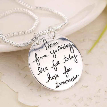 Round Letter Tag Live The Life You Love Love Pendant Necklace