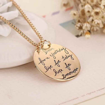 Round Letter Tag Live The Life You Love Love Pendant Necklace