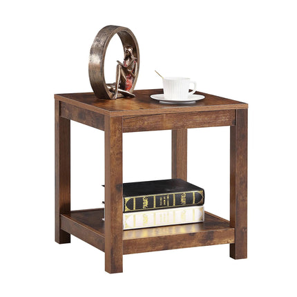 Rustic Brown Side Table , 2-Tier Small Space End Table ,Modern Night Stand, Sofa table, Side Table with Storage Shelve - PremiumBrandGoods