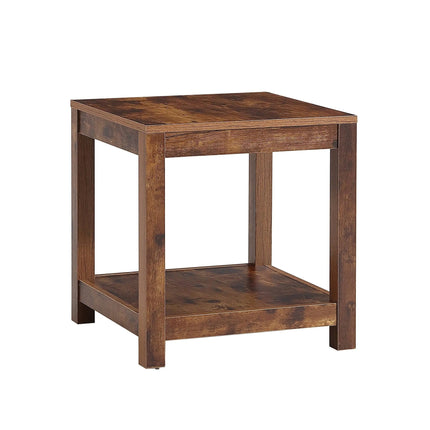 Rustic Brown Side Table , 2-Tier Small Space End Table ,Modern Night Stand, Sofa table, Side Table with Storage Shelve - PremiumBrandGoods