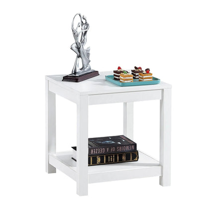 Simple white side table , 2-tier small space end table ,modern night stand, sofa table, side table with storage shelve - PremiumBrandGoods