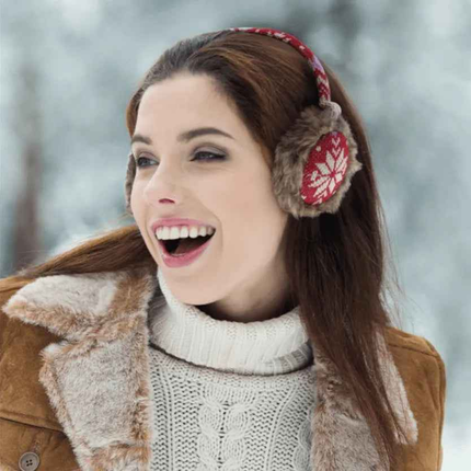 Snowflake Earmuffs with Fur Trim