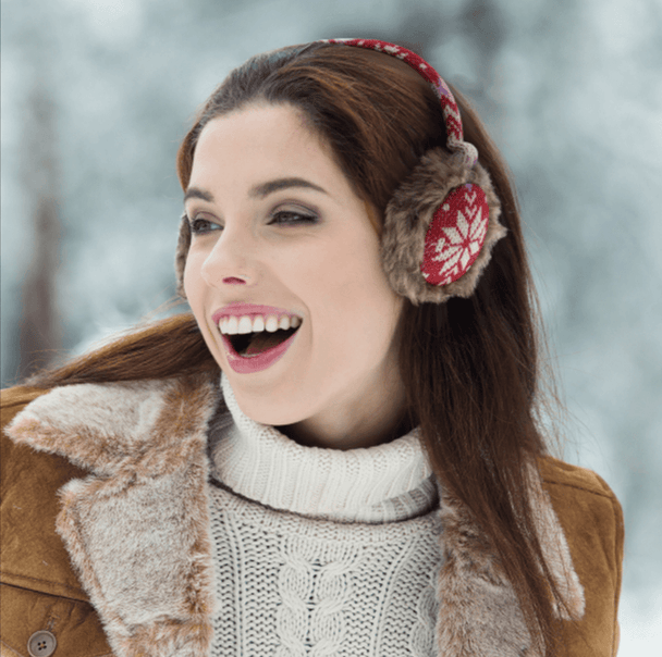 Snowflake Earmuffs with Fur Trim - PremiumBrandGoods