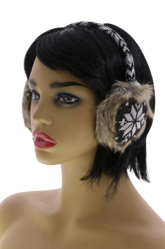 Snowflake Earmuffs with Fur Trim - PremiumBrandGoods