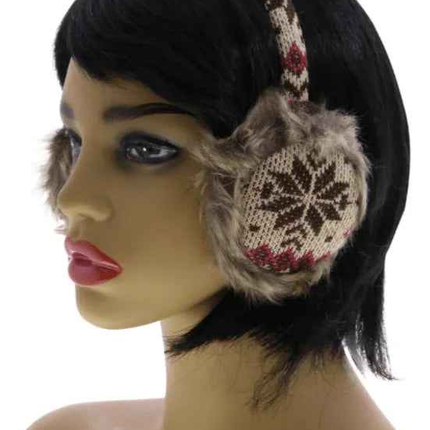 Snowflake Earmuffs with Fur Trim