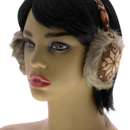 Snowflake Earmuffs with Fur Trim