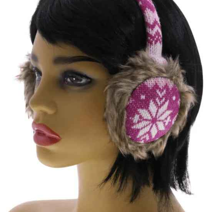 Snowflake Earmuffs with Fur Trim