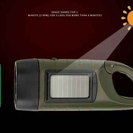 Solar hand-cranked flashlight