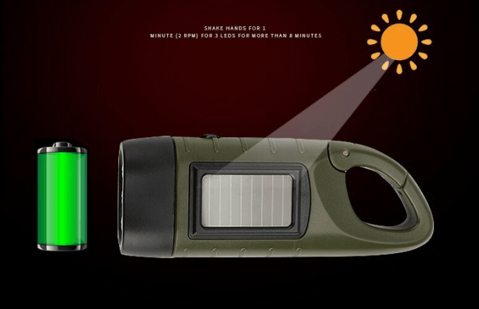 Solar hand-cranked flashlight - PremiumBrandGoods