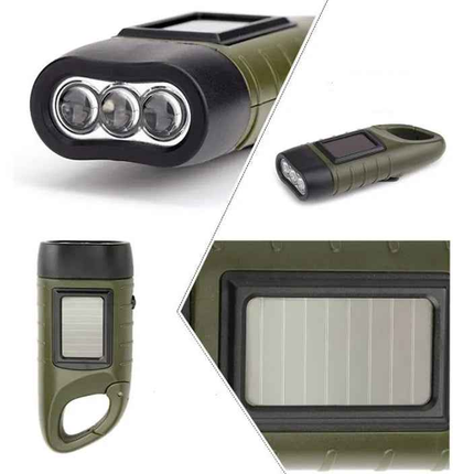 Solar hand-cranked flashlight