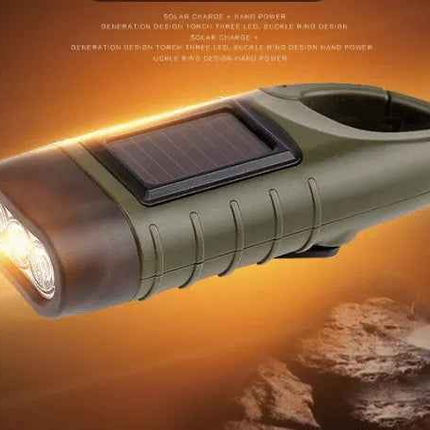Solar hand-cranked flashlight