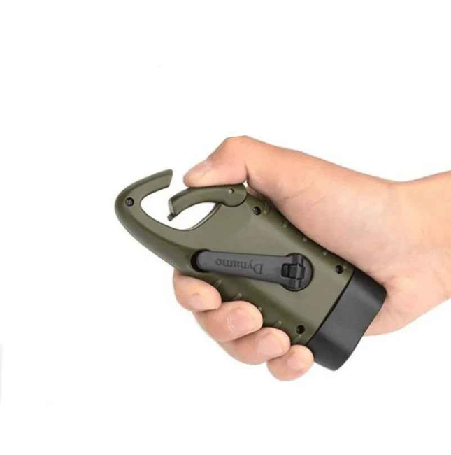 Solar hand-cranked flashlight