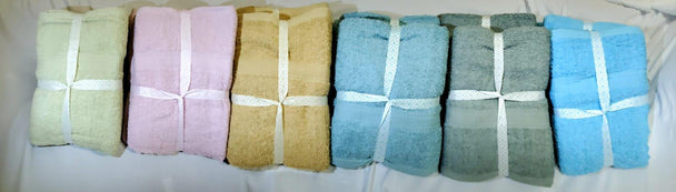 Specialty Ribbon Wrapped 24X48 Full Body Bath Towels Pack of 6 - PremiumBrandGoods