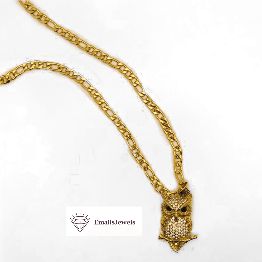 Stainless Steel Chain Necklace and Stainless Steel Gold Overlay Owl Pendant - PremiumBrandGoods