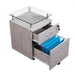 Techni Mobili Rolling File Cabinet with Glass Top, Grey - PremiumBrandGoods