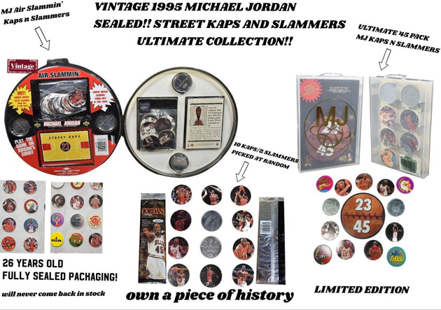 The Ultimate Collection of 1995 Michael Jordan Caps N' Slammers Limited Edition (Features 3 Sealed Packages) - PremiumBrandGoods