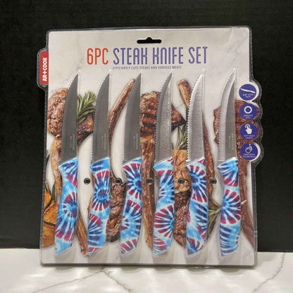 Tie-Dye Art+Cook Blue & Red Steak Knives Set of 6