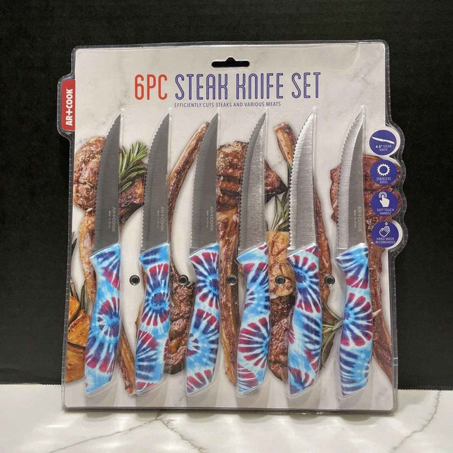 Tie-Dye Art+Cook Blue & Red Steak Knives Set of 6