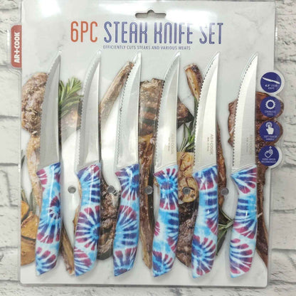 Tie-Dye Art+Cook Blue & Red Steak Knives Set of 6