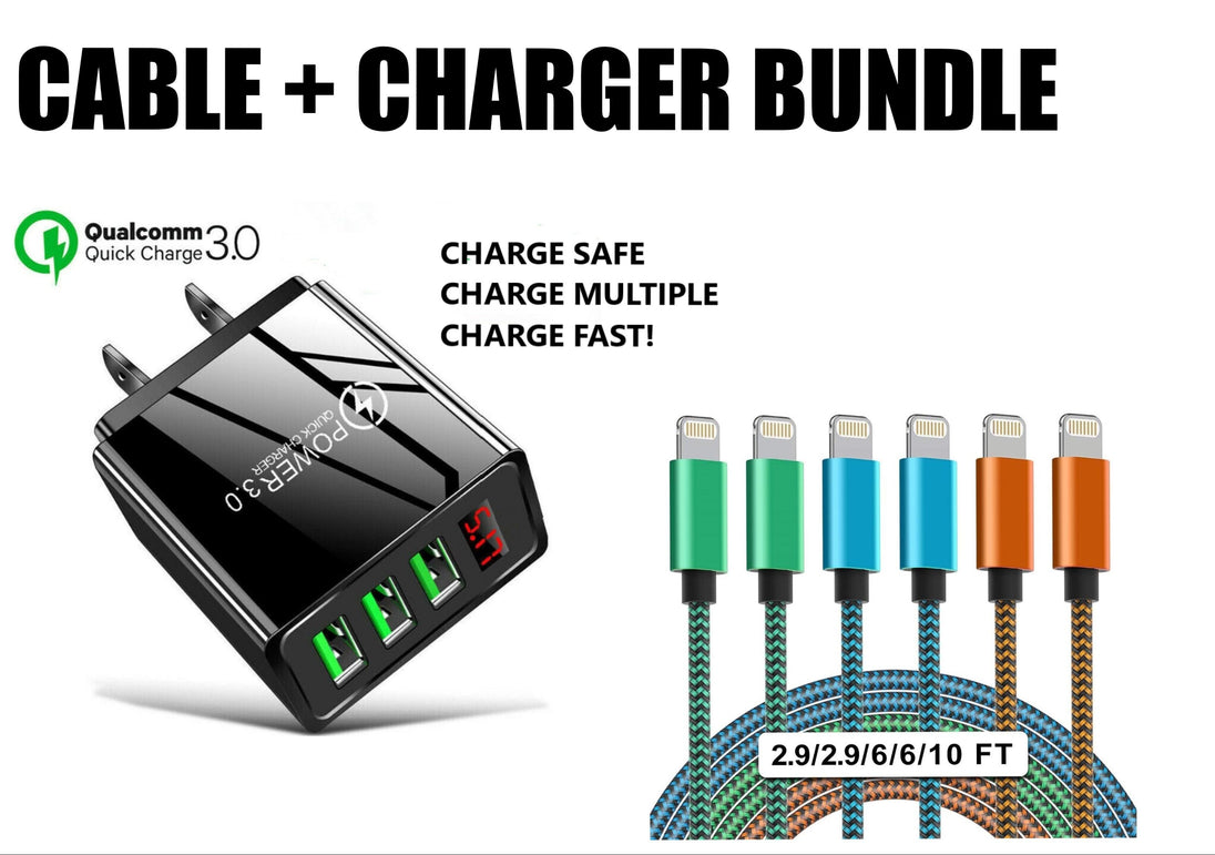 Wall Charger + Iphone Charger Compatible for Iphone Cable Combo - PremiumBrandGoods